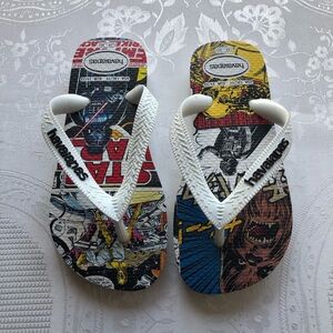 Havaianas Star Wars Flip-Flops White Slip-On Sandals Toddler Kids Size 13C/1Y